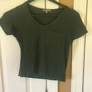 Army green ribbed crop tee